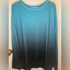 Gradient Blue and Black Long Sleeve Tee